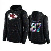 Wholesale Cheap Men's Kansas City Chiefs #87 Travis Kelce 2021 Charcoal Crucial Catch Therma Pullover Hoodie