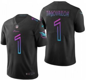 Wholesale Cheap Men\'s Miami Dolphins #1 Tua Tagovailoa black vapor Limited Stitched NFL Jersey