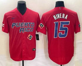 Cheap Men\'s Puerto Rico Baseball #15 Emmanuel Rivera 2023 Red World Classic With Patch Stitched Jerseys