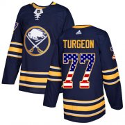Wholesale Cheap Adidas Sabres #77 Pierre Turgeon Navy Blue Home Authentic USA Flag Stitched NHL Jersey
