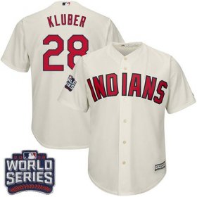 Wholesale Cheap Indians #28 Corey Kluber Cream Alternate 2016 World Series Bound Stitched Youth MLB Jersey