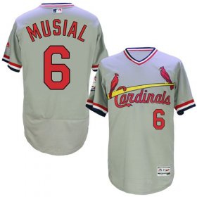 Wholesale Cheap Cardinals #6 Stan Musial Grey Flexbase Authentic Collection Cooperstown Stitched MLB Jersey