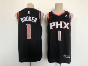 Wholesale Cheap Men Phoenix Suns 1 Booker Black Game Nike 2021 NBA Jersey