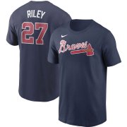 Wholesale Cheap Atlanta Braves #27 Austin Riley Nike Name & Number T-Shirt Navy