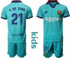 Wholesale Cheap Barcelona #21 F.De Jong Third Kid Soccer Club Jersey