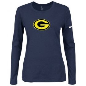 Wholesale Cheap Women\'s Nike Green Bay Packers Of The City Long Sleeve Tri-Blend NFL T-Shirt Dark Blue-2