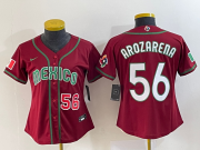 Wholesale Cheap Women's Mexico Baseball #56 Randy Arozarena Number 2023 Red World Classic Stitched Jersey 1