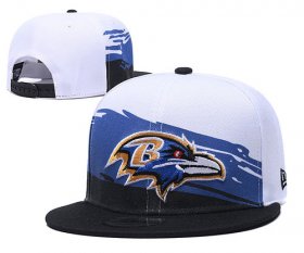 Wholesale Cheap Ravens Team Logo White Black Adjustable Hat GS