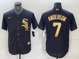 Cheap Men's Chicago White Sox #7 Tim Anderson Black Gold Cool Base Stitched Baseball Jersey