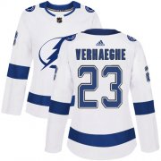 Cheap Adidas Lightning #23 Carter Verhaeghe White Road Authentic Women's Stitched NHL Jersey