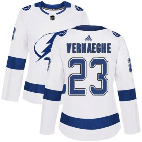 Cheap Adidas Lightning #23 Carter Verhaeghe White Road Authentic Women\'s Stitched NHL Jersey