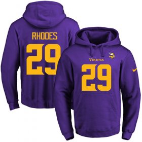 Wholesale Cheap Nike Vikings #29 Xavier Rhodes Purple(Gold No.) Name & Number Pullover NFL Hoodie