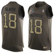 Wholesale Cheap Nike Patriots #18 Matt Slater Green Men's Stitched NFL Limited Salute To Service Tank Top Jersey