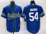 Wholesale Cheap Men's Seattle Seahawks #54 Bobby Wagner Blue With Patch Cool Base Stitched Baseball Jersey
