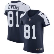 Wholesale Cheap Nike Cowboys #81 Terrell Owens Navy Blue Thanksgiving Men's Stitched NFL Vapor Untouchable Throwback Elite Jersey