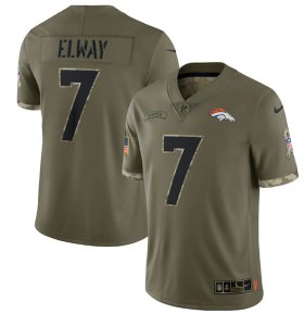 Wholesale Cheap Men\'s Denver Broncos #7 John Elway 2022 Olive Salute To Service Limited Stitched Jersey