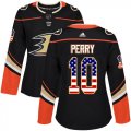 Wholesale Cheap Adidas Ducks #10 Corey Perry Black Home Authentic USA Flag Women's Stitched NHL Jersey