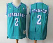 Wholesale Cheap Men's Charlotte Hornets #2 Larry Johnson 1992-93 Blue Hardwood Classics Soul Swingman Throwback Jersey With Adidas