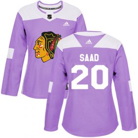 Wholesale Cheap Adidas Blackhawks #20 Brandon Saad Purple Authentic Fights Cancer Women\'s Stitched NHL Jersey