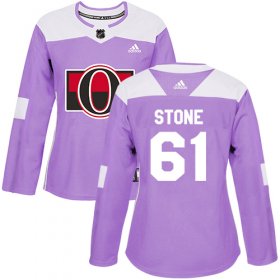 Wholesale Cheap Adidas Senators #61 Mark Stone Purple Authentic Fights Cancer Women\'s Stitched NHL Jersey