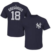 Wholesale Cheap New York Yankees #18 Didi Gregorius Majestic Official Name & Number T-Shirt Navy