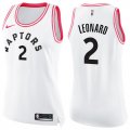 Wholesale Cheap Women's Nike Toronto Raptors #2 Kawhi Leonard White Pink NBA Swingman Fashion Jersey