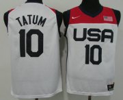 Wholesale Cheap Men's USA Basketball #10 Jayson Tatum 2021 White Tokyo Olympics Stitched Home Jersey