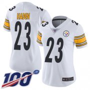 Wholesale Cheap Nike Steelers #23 Joe Haden White Women's Stitched NFL 100th Season Vapor Limited Jersey