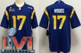 Wholesale Cheap Men's Los Angeles Rams #17 Robert Woods Limited Blue 2022 Super Bowl LVI Bound Vapor Jersey
