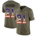 Wholesale Cheap Nike Jaguars #21 C.J. Henderson Olive/USA Flag Men's Stitched NFL Limited 2017 Salute To Service Jersey