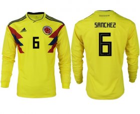 Wholesale Cheap Colombia #6 Sanchez Home Long Sleeves Soccer Country Jersey