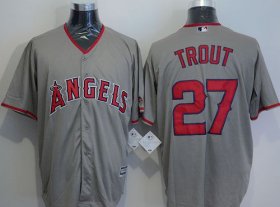 Wholesale Cheap Angels of Anaheim #27 Mike Trout Grey New Cool Base Stitched MLB Jersey