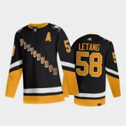 Wholesale Cheap Men's Pittsburgh Penguins #58 Kris Letang Black 2021-2022 Stitched Jersey