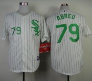 Wholesale Cheap White Sox #79 Jose Abreu White Green Strip St. Patrick's Day Stitched MLB Jersey