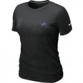 Wholesale Cheap Women's Nike Detroit Lions Chest Embroidered Logo T-Shirt Black