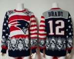 Wholesale Cheap Nike Patriots #12 Tom Brady Red/Navy Blue Men's Ugly Sweater