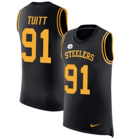 Wholesale Cheap Nike Steelers #91 Stephon Tuitt Black Team Color Men\'s Stitched NFL Limited Rush Tank Top Jersey