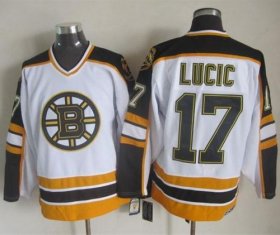 Wholesale Cheap Bruins #17 Milan Lucic White/Black CCM Throwback Stitched NHL Jersey