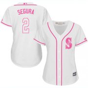 Wholesale Cheap Mariners #2 Jean Segura White/Pink Fashion Women's Stitched MLB Jersey