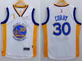 Wholesale Cheap Men\'s Golden State Warriors #30 Stephen Curry White 2015 Championship Patch Jersey