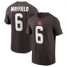 Wholesale Cheap Cleveland Browns #6 Baker Mayfield Nike Team Player Name & Number T-Shirt Brown