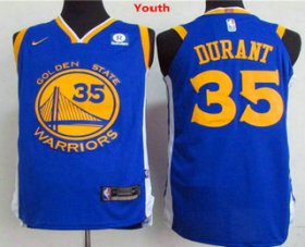 Cheap Youth Golden State Warriors #35 Kevin Durant Royal Blue 2017-2018 Nike Swingman Rakuten Stitched NBA Jersey