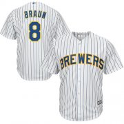 Wholesale Cheap Brewers #8 Ryan Braun White(blue stripe) Cool Base Stitched Youth MLB Jersey