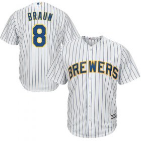 Wholesale Cheap Brewers #8 Ryan Braun White(blue stripe) Cool Base Stitched Youth MLB Jersey