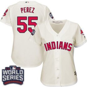 Wholesale Cheap Indians #55 Roberto Perez Cream 2016 World Series Bound Women\'s Alternate Stitched MLB Jersey