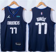 Wholesale Cheap Men's Dallas Mavericks #77 Luka Doncic 75th Anniversary Navy Stitched Basketball Jersey