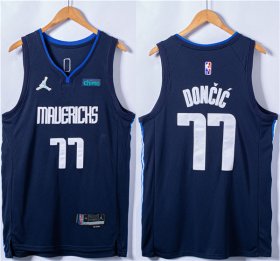 Wholesale Cheap Men\'s Dallas Mavericks #77 Luka Doncic 75th Anniversary Navy Stitched Basketball Jersey