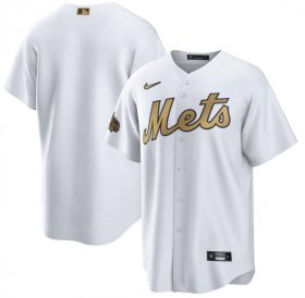 Wholesale Cheap Men\'s New York Mets Blank White 2022 All-Star Cool Base Stitched Baseball Jersey