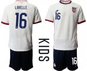 Wholesale Cheap Youth 2020-2021 Season National team United States home white 16 Soccer Jersey