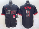 Wholesale Cheap Men's Cincinnati Reds #9 Matt McLain Number Black 2023 City Connect Cool Base Stitched Jersey 1